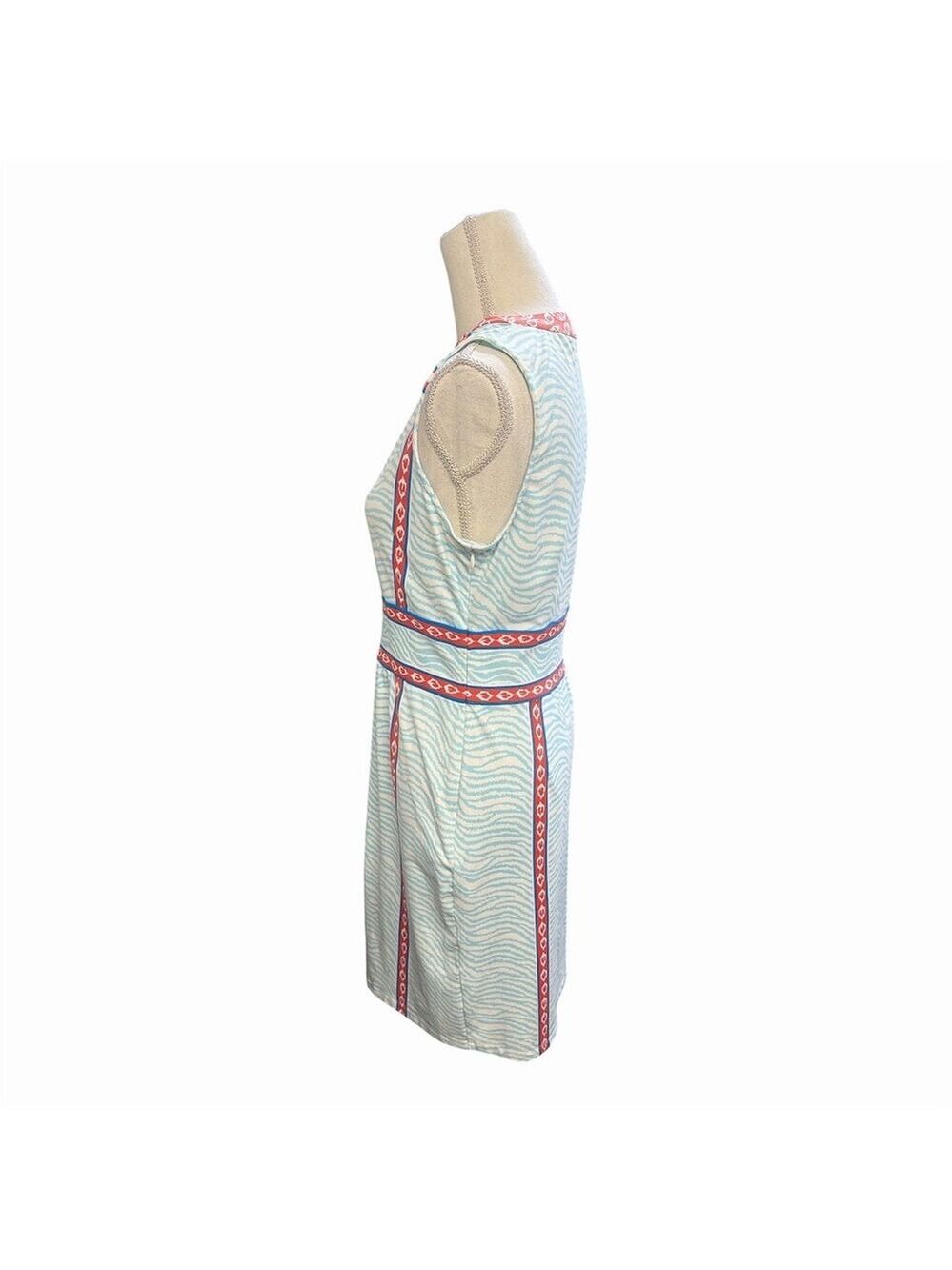 J. McLaughlin Lola Dress Womens M Blue Zebra Print Sleeveless Sheath Knee - Picture 3 of 11